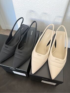 2 New PEDRO Pointed Slingback Pumps in Black and Cream